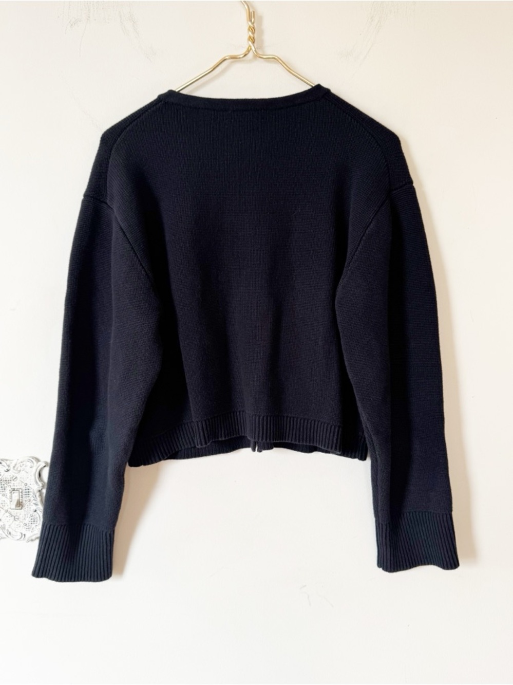 J. Crew Emilie Black Knit Sweater Lady Jacket Cardigan Gold Buttons S - Picture 6 of 7